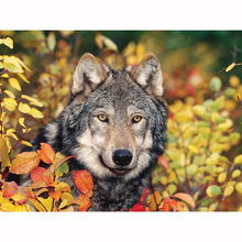 Cuadro de punto de cruz de Lobo y árbol de mosaico de diamantes, bordado, cuadrado, artesanal 2024 - compra barato