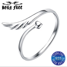 Женское кольцо с крыльями ангела, из стерлингового серебра 925 пробы, много аксессуаров 2024 - купить недорого