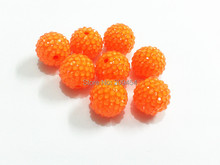 20mm  100pcs/lot  Orange  Solid   Beads With Clear Resin Rhinestone Ball Beads,Chunky Beads For Kids  Jewelry Making 2024 - buy cheap