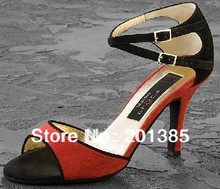 Sexy Ladies Red&Black Velvet LATIN Shoes Ballroom Dance Shoes Salsa Tango Bachata Shoes 2024 - купить недорого