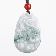 Chinese Jade Pendant Wholesale Hand Carved Burma Jade Dragon Pendant Lucky Amulet Jade Long Lovers Necklace Jadeite Jewelry 2024 - buy cheap