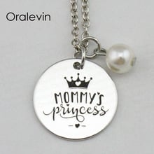 MOMMY'S PRINCESS Inspirational Hand Stamped Engraved Custom Pendant Decoration Costume Necklace Gift Jewelry,10Pcs/Lot, #LN2321 2024 - buy cheap