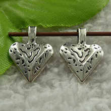 140 peças amuletos de coração de prata antigos 21x15mm #3983 2024 - compre barato