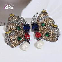 Be 8 Luxury Micro Pave Multicolor CZ Stone Stud Earrings Beautiful Butterfly Shape Earring for Women Female Bijoux Brincos E827 2024 - buy cheap