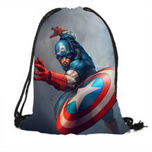 Custom Captain America Drawstring Bag Silk Soft Bag Large Sapacity Custom Logo Printing Backpack More Size 2024 - buy cheap