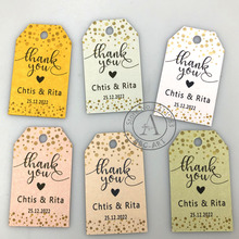 120 PCS/Set Custom Bridal Shower Favor Tags  Personalized Wedding Shimmer Tags With Hole Thank You Labels Party Tags 2024 - buy cheap