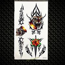 3D Вдохновленный Тигр король водонепроницаемые временные татуировки наклейки женский боди-арт Картина поддельные вспышки черные тату-Тотем мужские боди-арт 2024 - купить недорого
