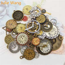 Julie Wang 10pcs Random Mixed Clock Watch Face Charms Alloy Necklace Pendant Finding Jewelry Making Steampunk Accessory 2024 - buy cheap