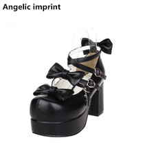 Angelic imprint handmade woman mori girl lolita cosplay shoes lady high heels pumps women princess dress party sandals 33-47 bow 2024 - buy cheap