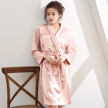 2020 New Silk Kimono Robe Bathrobe Women Silk Bridesmaid Robes Sexy V-Neck Robes Satin Robe Ladies Dressing Gowns 2024 - buy cheap