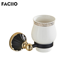 FACIIO Antique Tooth Cup Holders Bathroom Wall Mounted Black Single Cup Brackets Ceramic Tooth Brush Tumbler  Holder 5858 2024 - buy cheap