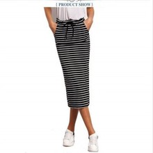 New  Striped Pencil Women Girl Skirts  Mid-Calf Long Skirt Women 8SK050 2024 - buy cheap