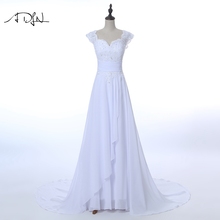 ADLN elegante Vestidos para boda de chifón con apliques Blanco/encaje de color marfil espalda Vestidos de Novia corte tren vestido de Novia 2024 - compra barato