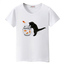 BGtomato cat eating fish funny tshirt hot sale brand new casual tops short sleeve summer lovely cat t-shirt womens lovely tees 2024 - buy cheap