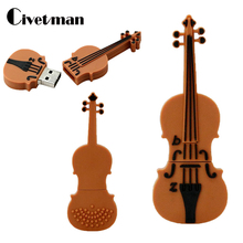 New Fashion Cartoon Brown Violin 8GB 16GB 32GB USB 2.0 Flash Memory Stick Pen Drive 64GB 128GB 256GB Drives Pendrives U Disk 2024 - buy cheap