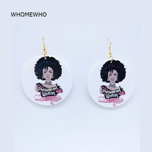 Gold Metal Wood Round Africa Girl Tribal Earrings Phenomenal Women Retro Wooden African Hiphop Jewelry Party Club Accessories 2024 - buy cheap