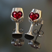 1Pair Fashion Wine Glasses Stainless Steel Stud Earrings For Women Men Punk Female Charm Jewelry Gift 2024 - buy cheap