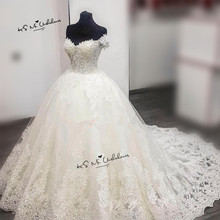 Vestidos de Novia 2019 Luxury Wedding Dress Gelinlik Lace Sequined Wedding Gowns Plus Size Vintage Bride Dresses Cap Sleeve 2024 - buy cheap
