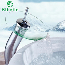 SBLE Stainless steel Bathroom Waterfall Faucet Basin Sink Mixer Tap Chrome Polished Glass Edge Faucet Tap Chrome Finish 2024 - buy cheap