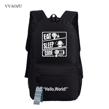Hello World IT Geek-mochila de lona divertida, programador, bolsa escolar sin conexión, mochila femenina 2024 - compra barato