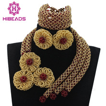 Trendy Champagne/Wine Crystal Party African Beads Jewelry Set Indian Handmade Jewelry Bridemaid Jewelry Set Free ShipABL880 2024 - buy cheap