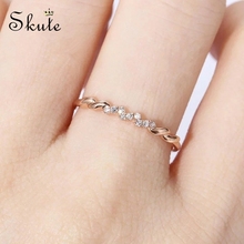 Женское кольцо Skute, тонкое минималистичное кольцо из розового золота с цирконием, модное волнистое кольцо для свадебной вечеринки, ювелирные изделия в подарок 2024 - купить недорого