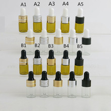 50pcs Amber Clear Glass Dropper Bottles With Black Gold Silver Cap Essential Oil Perfume Sample Bottle 2ml Aromatherapy 2024 - buy cheap