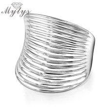Mytys Fashion Warped Geometric Silver Color Wide Band Rings For Women High Quality Big Ring Jewelry Free Shipping R845 2024 - buy cheap
