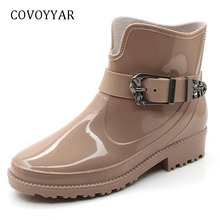 Covoychuva botas de tornozelo, com fivela, à prova d'água, em pvc, antiderrapante, para mulheres, sapato de gelatina chuva, wbs1104, 2021 2024 - compre barato