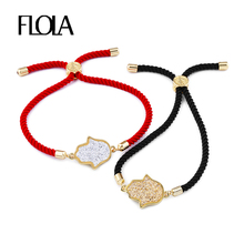 FLOLA-pulsera de piedras de cuarzo de hilo rojo para mujer, brazalete de piedras de cuarzo, amuleto rojo, pulsera de Hamsa brtb46 2024 - compra barato