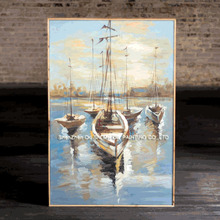 New Arrive Sailing Scenery Hand Painted Modern Knife Landscape Painting On Canvas Seascape Pictures Wall Decoration Art 2024 - buy cheap