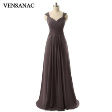 VENSANAC 2018 Sweetheart Chiffon Pleat Sleeveless Long Evening Dresses Elegant Party A Line Draped Backless Prom Gowns 2024 - buy cheap