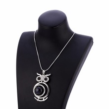 Fashion Snake Chain Necklace Big Crystal Zircon Black Eyes Animal Owl Pendants Silver Color Necklaces Jewelry For Women Gift 2024 - buy cheap
