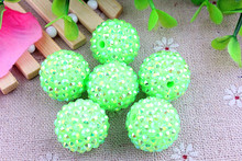 Neon Lime Green  Ab Wholesales  AAA Quality 20mm Chunky 100pcs/lot  Resin Rhinestone Ball  beads for Kids Girl  Jewelry 2024 - buy cheap