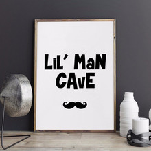 Nursery prints, Printable Scandinavian Nursery, Mustache Wall Art,Lil Man Cave Poster ,Boy Room Art canvas painting Home Decor 2024 - buy cheap