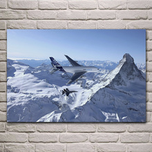 Avión Airbus A380, paisaje de montaña y nieve, tela de combate, carteles de pared, imagen artística para el hogar, decoración para sala de estar KE248 2024 - compra barato