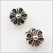 New 70Pcs Tibetan Silver Color Flower Spacer Beads Charms 6mm 2024 - buy cheap