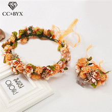 CC Flower Crowns Tiaras Hairbands Bracelet Double Garland Wedding Hair Accessories For Bridal Bridesmaids Beach Jewelry su027 2024 - buy cheap