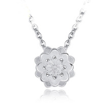 Free Shipping Charm Beautiful Accessories Women Classical 925 Sterling Silver Pendants 3D Lotus Design Girls Necklace 2024 - buy cheap