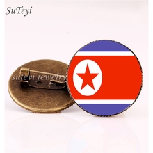 SUTEYI-broche con diseño de bandera de Corea del Norte, alfileres de cúpula de cristal hechos a mano de estilo paquistaní 2024 - compra barato