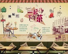 Beibehang-papeles tapiz decoración del hogar, vinilo de pared personalizada, HD, restaurante, té de la leche, frutería, papeles de pared de fondo 2024 - compra barato