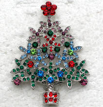 12pcs/lot Wholesale Fashion Brooch Rhinestone Christmas tree Pin brooches Christmas Gift C101428 2024 - buy cheap