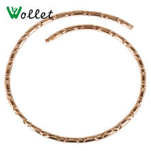 Wollet Jewelry  Necklace For Women Rose Gold Stainless Steel Necklace Germanium Negative Ion Hematite Magnetic Health Energy 2024 - buy cheap