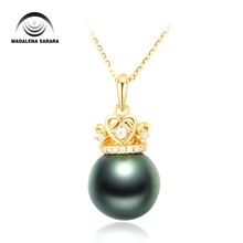 MADALENA SARARA 9mm AAA Saltwater Pearl Necklace  Tahitian Black Pearl Bead Choker Necklace Natural Color With Pure 18k gold 2024 - buy cheap