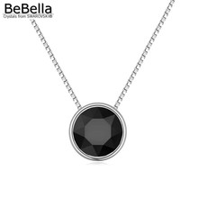 Bebella colar gatinho de pedra redonda, 0.8cm, com pingente, cristais pretos de swarovski, para mulheres, presente na moda, feminino 2024 - compre barato