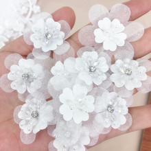 10Pcs/Lot Transparent Yarn Handmade DIY Beaded Lace Patch Crystal Applique 3D Lace Flower Wedding Dress Clothes Accessories 2024 - buy cheap
