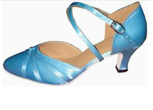 New Free Shipping Blue Satin Closed Toe Dance Shoe Ballroom Salsa Latin Tango Bachata Dancing Shoes ALL Size 2024 - buy cheap