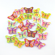 150Pcs/Lot Random Mixed Decorative Button Popular Butterfly 2 Holes Wooden Buttons Scrapbooking Sewing Accessories DIY Wholesale 2024 - buy cheap