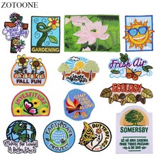 ZOTOONE Iron on Flower Letter Patches for Clothing Backpack Embroidery Earth Sun Patch Stripe on Clothes DIY Applique Badge 2024 - buy cheap