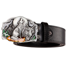 Cool men's belt wolf buckle funky punk rock style belt wolf Totem west cowboy style wolf head belt metal buckle werewolf 2024 - buy cheap